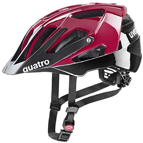 uvex Quatro - sicherer MTB-Helm für Damen und Herren - individuelle Größenanpassung - waschbare Innenausstattung - Ruby red-Black - 56-61 cm