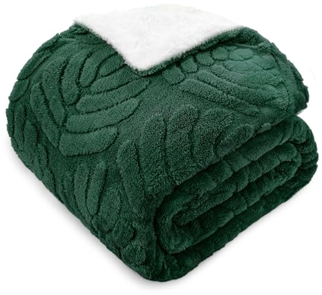 Whale Flotilla Decke Kuscheldecke, Leichte, Umkehrbare Sherpa Fleecedecke, Flauschige Sofadecke Wohndecke für Ganzjahreszeiten, Weich und Warm, 150x200 cm, Dunkelgrün