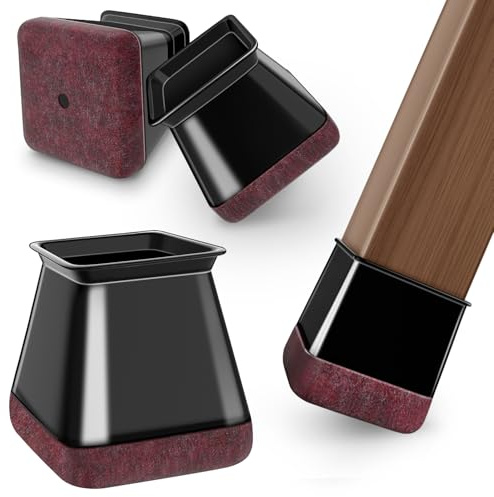 24pcs Carré Protection Pied de Chaise Noir, Ebouts de Pieds de Chaise, protecteurs de Sol en Silicone, Patins en Feutre pour chaises, Reduire Le Bruit éviter Les Rayures L (27.1-36mm)