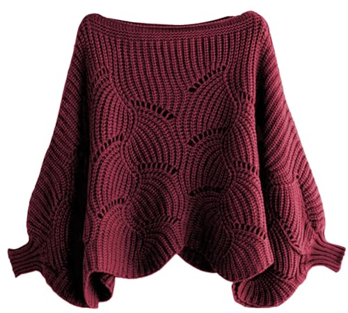 Sciarro maglione con maniche da donna a forma di scialle a maglia poncho panoratura calda panoratura a pipistrello a pipistrello a pipistrello sciarpa grosso da donna invernale sciarbe (rosso)