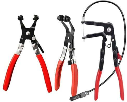 3 Pieces Hose Clamp Pliers, Hose Clip Pliers with Straight Neck, Spring Band Clamp Pliers with Wire Shaft, Hose Clamps Pliers with Bevel, Car Repair Pliers Tools