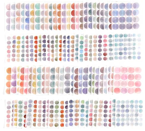 Graootoly 100 Sheet Washi Dots Stickers Scrapbook Stickers Colorful Decorative Adhesive Sticker Decoration Labels