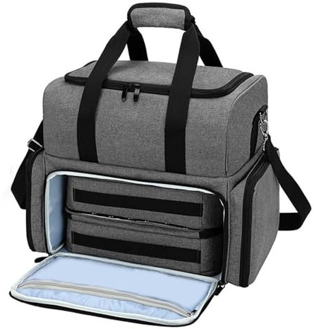 Nail Polish Organisers, Nail Varnish Storage Bag Holds 80 Bottles and and a UV Nail Lamp, Grey Nail Polish Carrying Case, Nail Polish Case with 2 Removable Pouches and Manicure Tools Storage