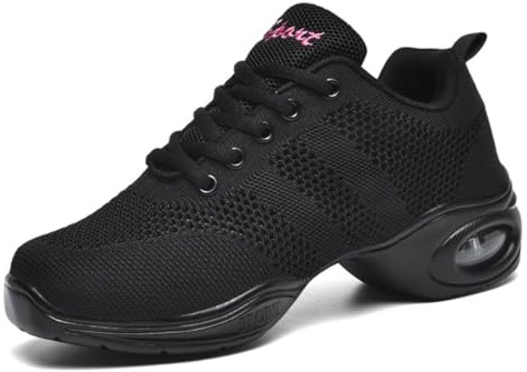 Hixingo Scarpe Sportive Jazz per Donne, Lace-up Scarpe da Allenamento Danza, Traspirante Mesh Air Cushion Lady Split Sole Platform Dance Sneakers Antiscivolo Jazz Moderno
