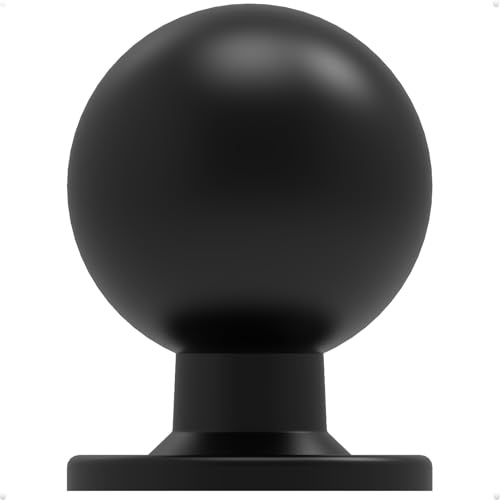 trust4care 8-Pack Matt Black 1-1/3 inch Cabinet Knobs with Wide Backplate – Large Ball Knobs for Bifold Closet Door, Kitchen Cabinets, and Dresser Drawers – Tall Heavy Duty Furniture Pulls