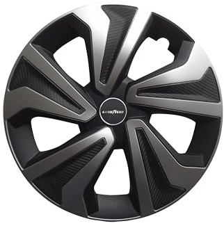 Goodyear Set di 4 copricerchi da 16 Modello Montreal Nero/Argento. Design sportivo per abbinarsi all'esterno del veicolo. Costruzione robusta e durevole.