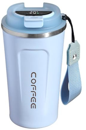 mart - Taza térmica programable, taza de viaje digital, recargable, elegante taza de acero inoxidable, mantiene las bebidas a temperatura ideal, portátil y duradera para uso diario