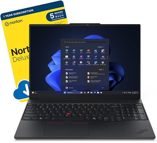 ThinkPad E16 Gen 3 16-inch AI Business Laptop (Intel Core Ultra 7 255H, 16 GB DDR5 RAM, 512 GB SSD, Backlit, Fingerprint, Wi-Fi 6E, Windows 11 Pro) includes Free Norton 360 Deluxe Antivirus Software