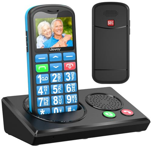 uleway 4G Senior Mobile Phone Unlocked with Bluetooth Charging Dock Handsfree Speakerphone High Volume Big Button for Elderly SIM Free Easy to Use Basic Phone SOS Emergency Button