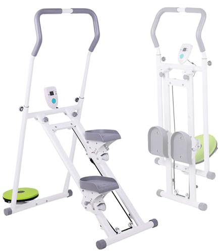 Stair Stepper for Home, Foldable Adjustable Handlebar Stair Climber, Step Climber Exercise Machine with Waist Twisting Plate, 120kg Loading Capacity