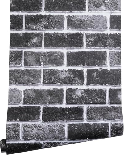ANBILILA Papel Tapiz Autoadhesivo de Roca, 44.5x500CM Piedra de Ladrillo Autoadhesivo de Vinilo Fondos de Pantalla Impermeable Rollo de Decoración de Paredes para Paredes Decorativas
