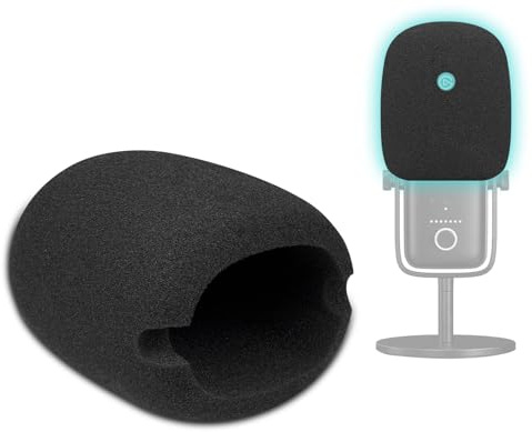 SOULWIT 2Pcs Microphones Pop Filter for Elgato Wave:3(Wave3), Protective Mic Cover Windscreen Foam - Black