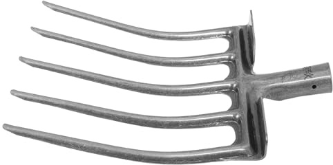 Gogogmee Forca da Giardino in Acciaio Argento 5 Denti per Lavorazione Profonda del Terreno e Rivoltamento, per Raccolta e Cipolle in Campi
