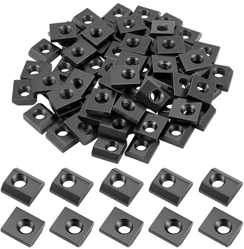Otoolling 100 Pack 15 Series 5/16-18 Slide in Economy T-nut, Threaded Steel Standard Slide in T-nut T-Slot Nuts Accessory Black Galvanized for Aluminum Extrusion T Slot Track DIY UNC Threaded