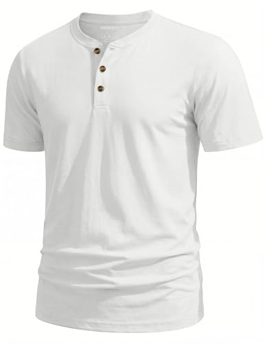TACVASEN Henley Homme T-Shirts à Manches Courtes Homme Été Basique | Chemise col Mao, Coton, Décontracté, Anti Transpirant, Tee Shirt Travail Leger