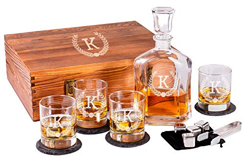 Personalized Whiskey Decanter Set, Whiskey Decanter Sets for Men, Customized Gifts for Men, Whisky Decanter Sets, Bourbon Decanter Set, Engraved Custom Scotch Glasses Liquor Lovers for Christmas