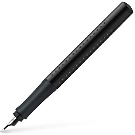 Faber-Castell 140818 - moderner Füller Grip 2010 mit Ergonomisches Design und Hochwertige Konstruktion, Füller breite Feder F, Nachfüllbar inkl. Tintenpatrone - schwarz, 1 Stück