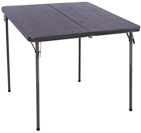 REDCAMP 34 Folding Card Table with Folding legs, Lightweight Portable Fold in Half Square Picnic Garden Table for Adults Indoor Outdoor Game Bridge Dining, Brown