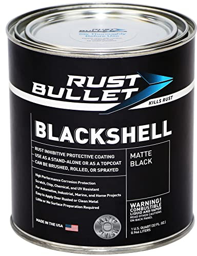 RUST BULLET BlackShell - Matte Black - 1 Quart - Corrosion Preventive Coating, UV Resistant Rust Proofing Paint, Long-Lasting Metal Protection