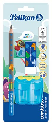 Pelikan combino® Set mit Schreiblernbleistift, Radiergummi und Anspitzer, blau
