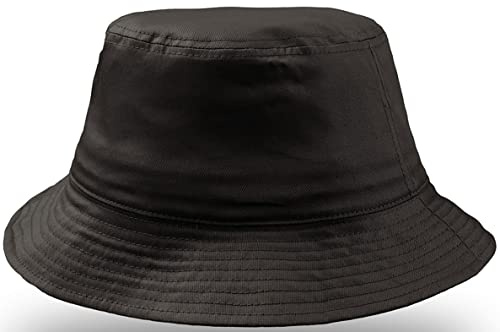 noTrash2003 trendig fiskarhatt solhatt bomull twill fiskarhatt sommarhatt solhatt för kvinnor och män med svettband, svart, En Storlek