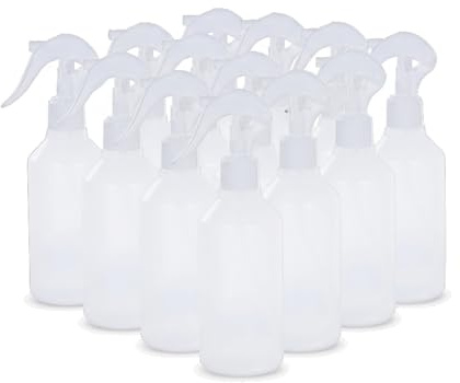 TWO TIGERS Botellas para Pulverizar de 250 ml, Blancas. Packs a Elegir de 6 y 12 Unidades. Pistola Pulverizador para Vaporizar Líquidos. Envases de Plástico de 19cm de Alto x 6cm de Diámetro (12)