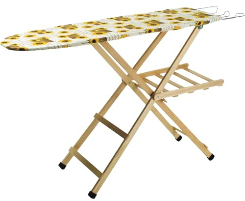 Sicignano | Tavolo da Stiro in Legno | Asse da Stiro | Dimensioni 118x34x92h cm | Regolabile in 3 Posizioni | Pieghevole | Leggero | Porta Biancheria | Porta Caldaia | Made in Italy (Faggio Naturale)