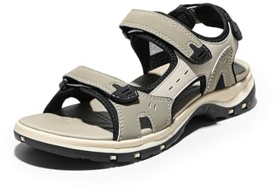 DREAM PAIRS Sandalen Klettverschluss Damen Trekkingsandalen Wandersandalen rutschfester Gummisohle & wasserabweisend für Strand, Freizeit, Wassersport,Size 39,Beige,SDSA2401W