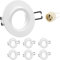 Doughelec 6er Einbaustrahler GU10 Rahmen Aluminium Weiß, Schwenkbar Einbaurahmen Spot Einbauspots Rund Flach 68mm Lochdurchmesser inkl GU10 Fassung für LED Halogen Einbauleuchten Decke, 60-75mm 230V