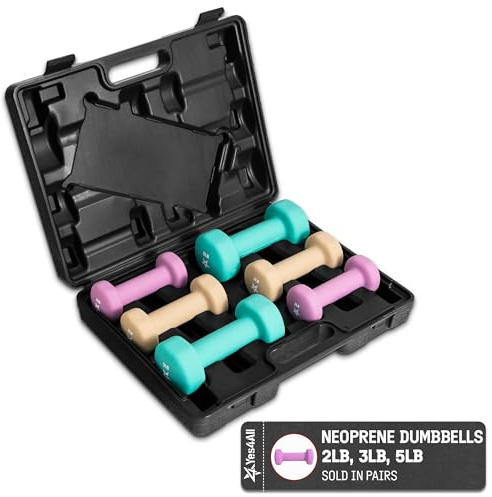Yes4All Dumbbell Neoprene Set With Case, Weights Dumbbells Set & Hand – 2,3,5 lbs