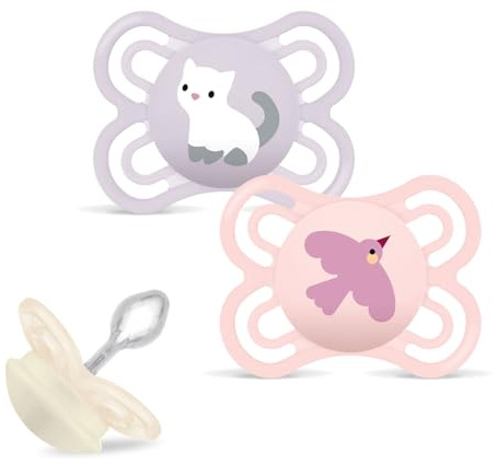 MAM Perfect - Ciuccio in silicone, 0-6, confezione da 2 pezzi, con scatola di sterilizzazione, Dento-Flex, per uno sviluppo sano della bocca, tettarella extra sottile