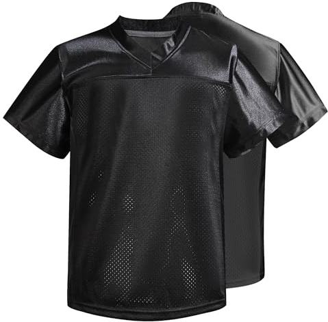 Repawu Men's Blank Football Jersey, Adult Mesh Athletic Practice Football Shirts, Blank Football Jerseys for Adults S-2XL (US, Alpha, XX-Large, Regular, Regular, Black)