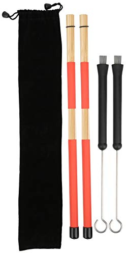Ensemble de brosses de bâton de tambour, fil métallique rétractable, 19 tiges de faisceau, sac en peluche, accessoires de Percussion pour batterie de Jazz