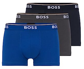 HUGO Men's 3-Pack Stretch Cotton Regular Fit Trunks, Navy/Charcoal/Blue, XL (Pack of 3)