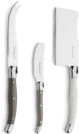 Lou Laguiole 2511MWWA00CS7 - Set da 3 Coltelli da Formaggio in Acciaio inossidabile 13/0 Temprato, Scatola Regalo