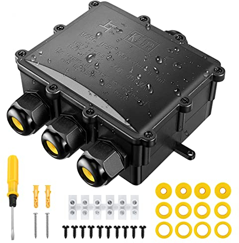 Kohree Abzweigodse IP68 Verteilerdose Wasserdichte Kabelverbinder, Klemmdose für Außen Größere 4 Wege Verbindungsdose für Ø4mm-14mm Kabeldurchmesser M25 Kabelverschraubung, PC + PA66