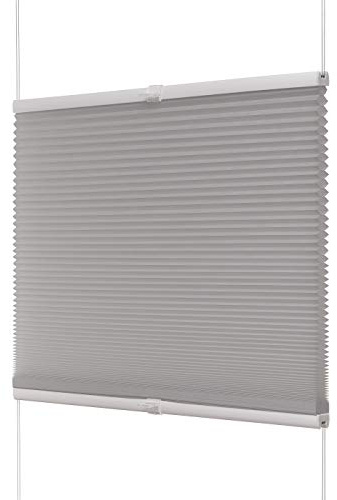 Ventanara® Waben Plissee ohne Bohren Grau tageslicht Klemmfix Plisseerollo Thermo Faltrollo verspannt inklusive Premium Klemmträger 100 x 130 cm