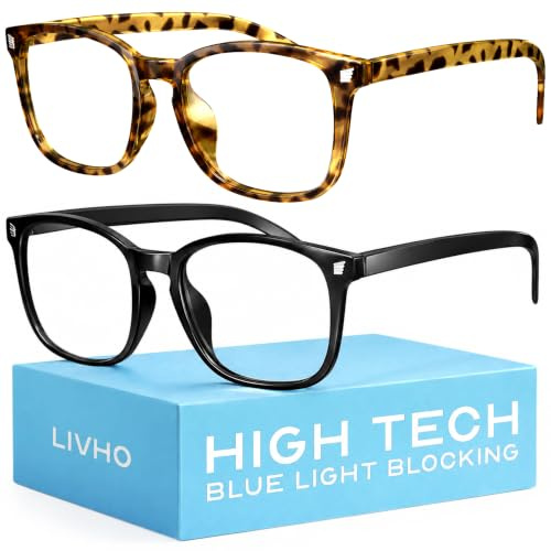 livho High Tech Blue Light Glasses - Advanced 99% Blue Light Blocking Computer Glasses - Anti Eyestrain & UV Glare Protection