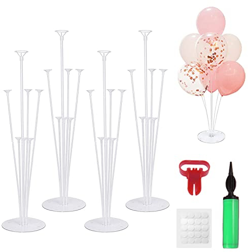 Ballonständer Kit (4Table Ballonhalter, 1Ballon Pumpe, 1Ballon Knotter), Ballon Stick Luftballons Ständer Ballon Stand Dekoration für Party, Hochzeit, Geburtstag, Baby-Dusche, Graduierung