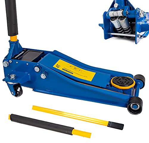 AMC Cric Sollevatore idraulico carrello professionale 4t ruote bidirezionali a cuscinetto, crick martinetto cric Auto Idraulico assetto super ribassato professionale per veicoli doppio pistone