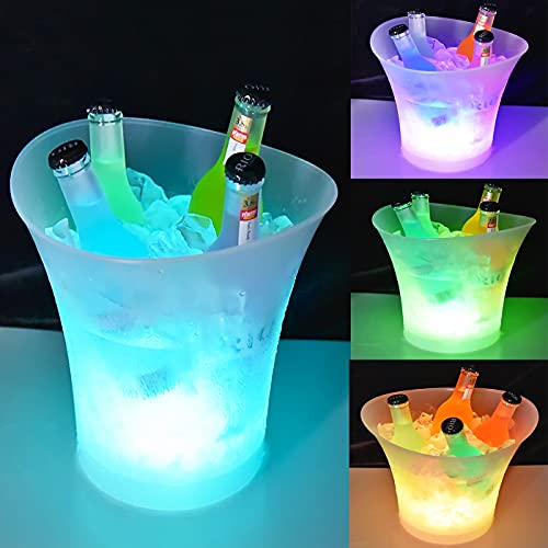 Secchiello per ghiaccio a LED, 5 l, con LED multicolore, contenitore per vino e bevande con grande capacità, contenitore per ghiaccio con diversi colori, adatto per festival, bar, ristoranti a tema