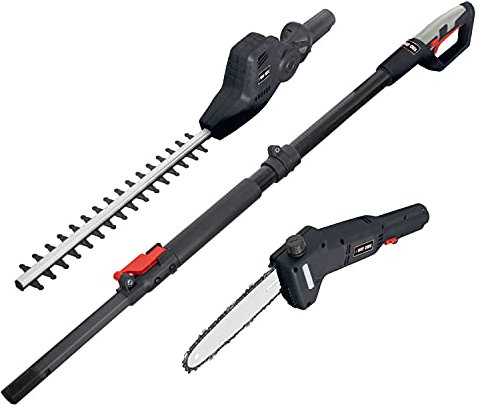 Wolf Creek 2 IN 1 Electric Long Reach Hedge Trimmer 500W 410mm Blade & Chainsaw Pruner 710W 8 Chain Branch Cutter - Telescopic Pole Hedge Trimmer for Garden Bush Tree 7.5m Power Cable