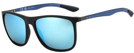 ZENOTTIC Occhiali da sole polarizzati uomo in fibra di carbonio staffa occhiali da sole quadrati guida pesca golf sport protezione UV400, Montatura nera, lente a specchio blu
