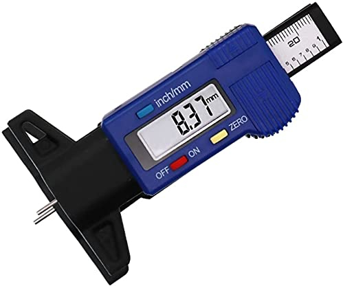 Precision Mätning Digital slitbanor Djupmätare 0-25.4/0,01 LCD-skärmdäck Slitbromsbeläggning Sko 0-1 Kaliperverktyg (Color : Blue)