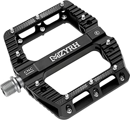 MZYRH Road/Mountain Bike Pedals MTB Pedals Bicycle Flat Pedals 3 Bearings 9/16” Aluminum Alloy Bicycle Platform Pedals for BMX MTB (Black)