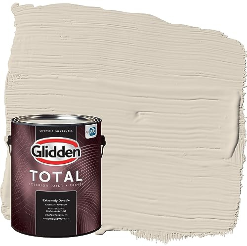 Glidden Total Exterior Paint & Primer All-in-One, Cool Concrete/Greige, Satin, 1 Gallon