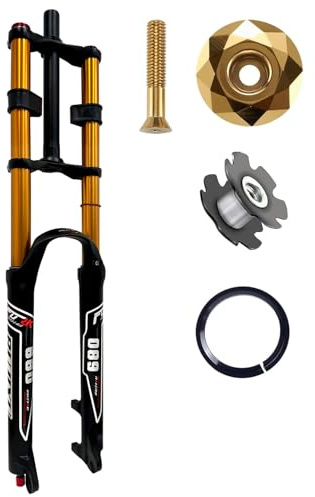 RUJIXU Mountain Bike Front Suspension Fork 26 27.5 29 Inch Disc Brake Air Down Hill Fork 1-1/8 Straight 1-1/2 Tapered Mtb Triple Tree Bike Fork Travel 135mm Quick Release 2440g