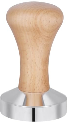 Vicloon Presse à Café en Acier Inoxydable 51mm, Pilon à Café en Poudre, Presse a Cafe, Espresso Café Sabotage, Accessoires de Cuisine avec Manche en Bois, pour Le Bureau, La Maison, Les Fêtes