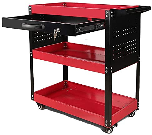 JKSVTF Garden Toolbox Organizer Three-Tier Tool Car Auto Repair Multifunctional Trolley Repair Cabinet Thickened Mobile Turnover Shelf Layer