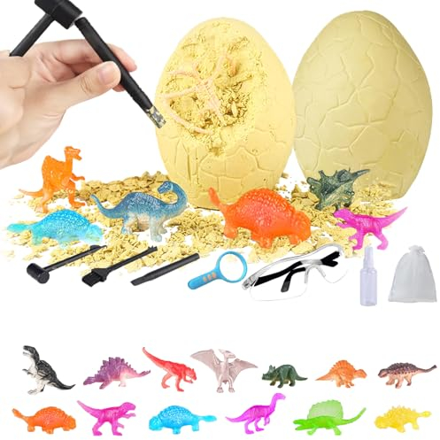 JDBlissful Dinosaur Egg Dig Kit – Excavation Toy for Kids Ages 4-12, DIY Fossil Discovery, Birthday Set